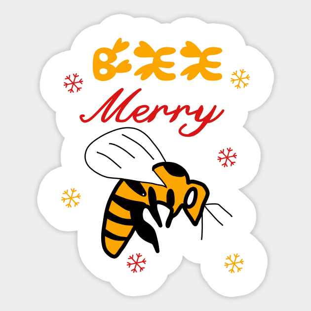 Bee Merry Cute Funny Christmas Snow Flake Costume Sticker by beautifulhandmadeart